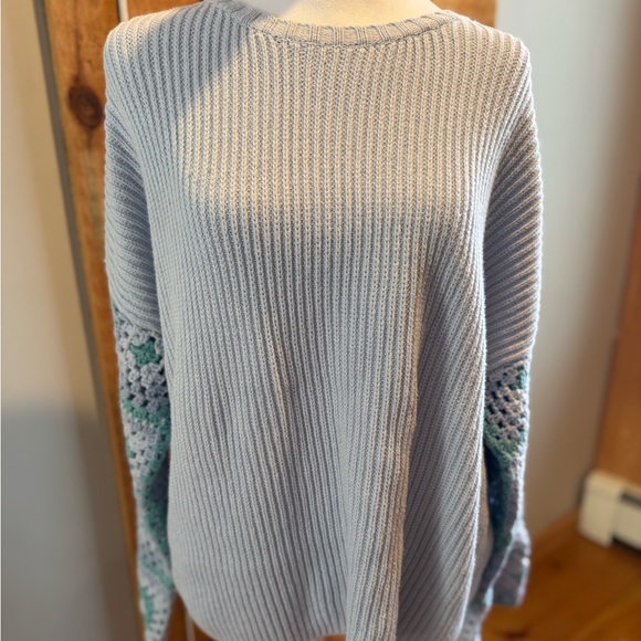 Le Lis Granny Square Crochet Sleeve Oversized Boxy Pullover Sweater, M - Picture 3 of 3